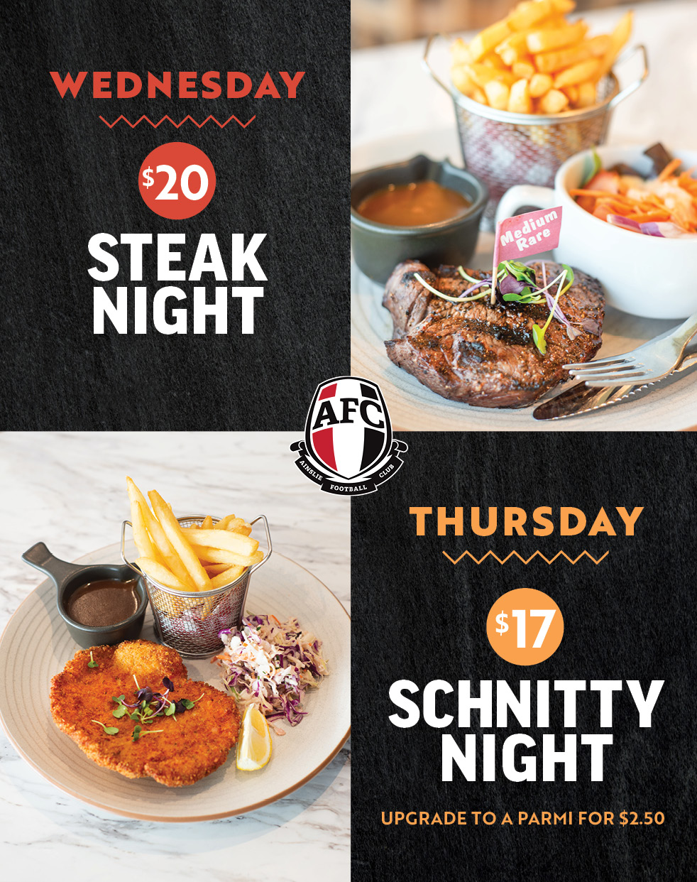 STEAK & SCHNITTY NIGHTS